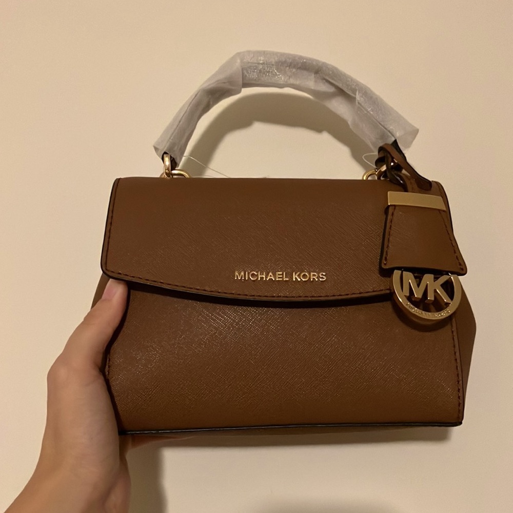 NEW Michael Kors AVA extra small crossbody in cognac leather